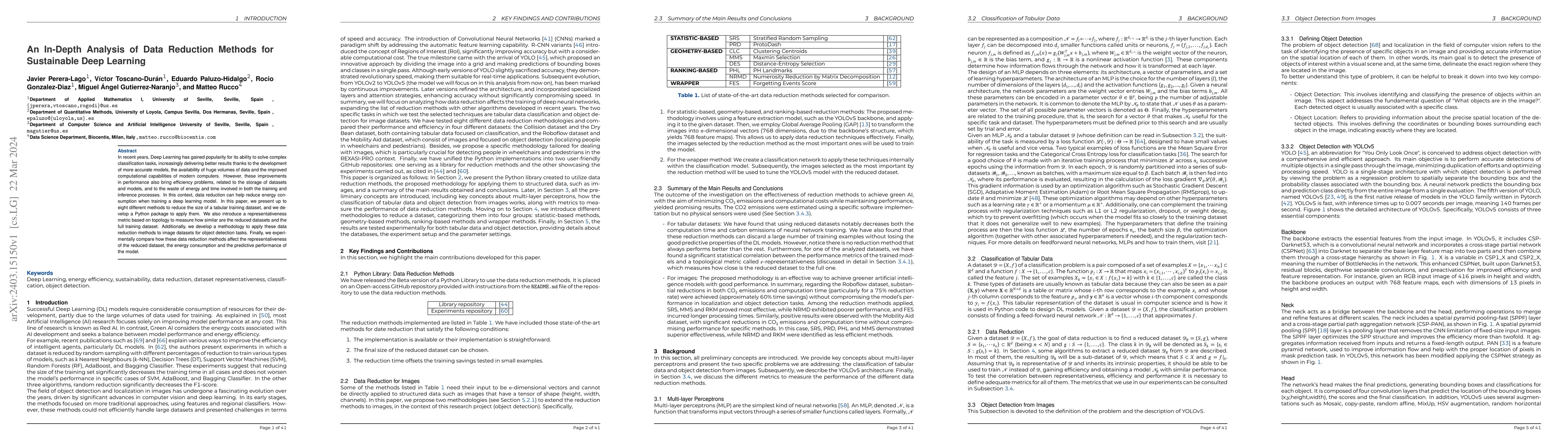 Thumbnail for An In-Depth Analysis of Data Reduction Methods for Sustainable Deep
  Learning