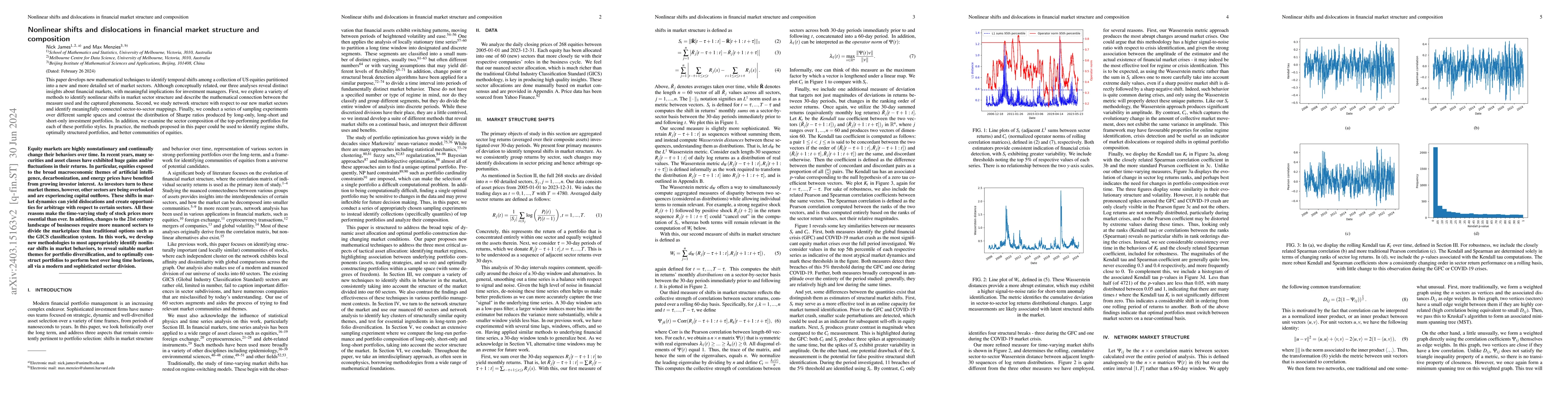 Thumbnail for Nonlinear shifts and dislocations in financial market structure and
  composition