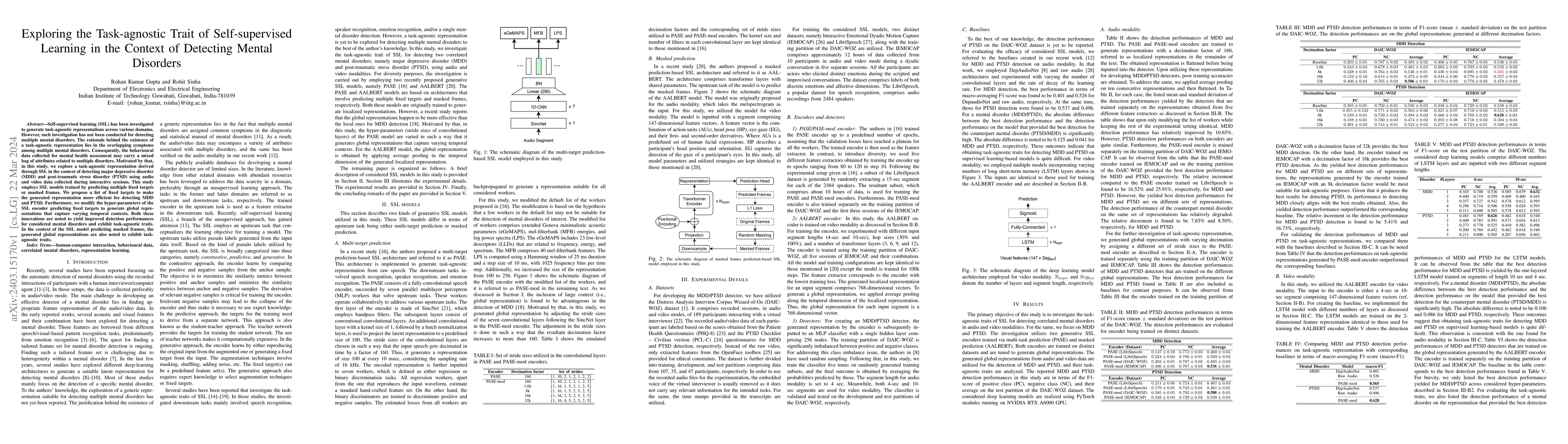 Thumbnail for Exploring the Task-agnostic Trait of Self-supervised Learning in the
  Context of Detecting Mental Disorders