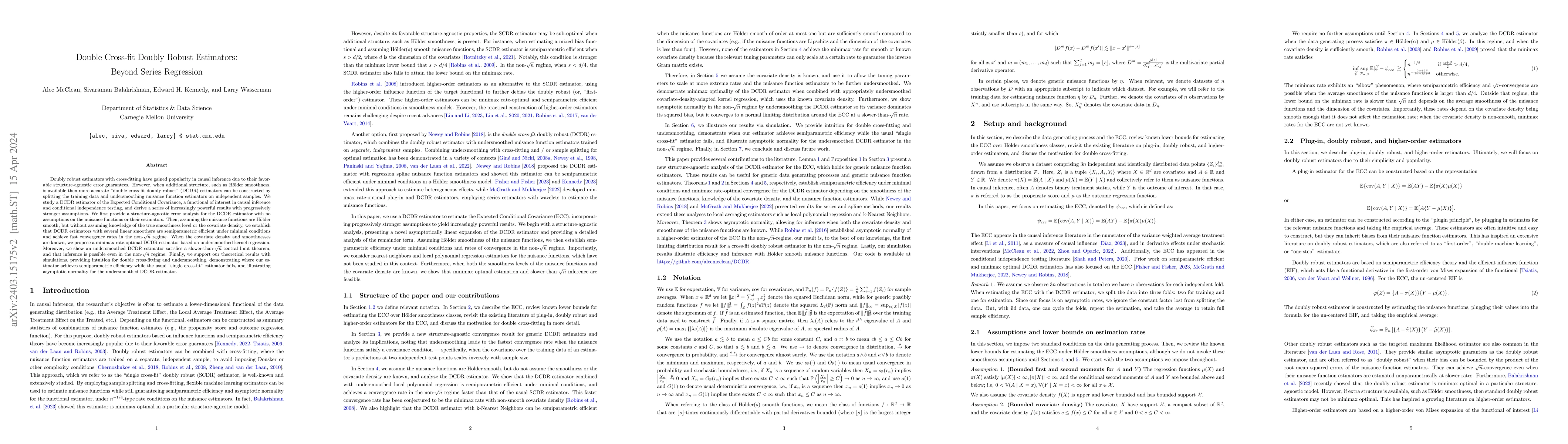 Thumbnail for Double Cross-fit Doubly Robust Estimators: Beyond Series Regression