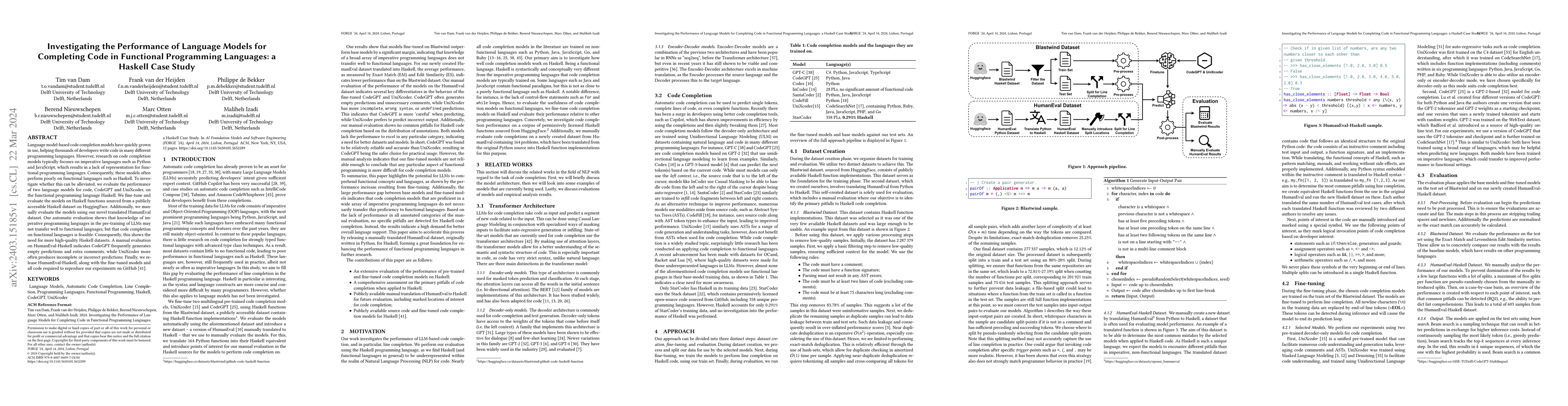 Thumbnail for Investigating the Performance of Language Models for Completing Code in
  Functional Programming Languages: a Haskell Case Study