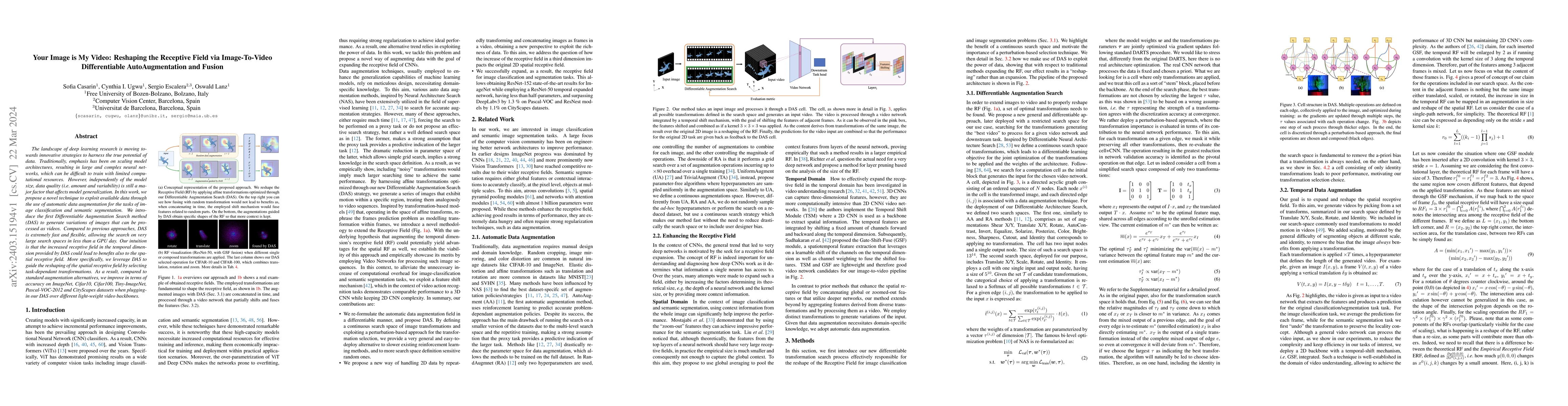 Thumbnail for Your Image is My Video: Reshaping the Receptive Field via Image-To-Video
  Differentiable AutoAugmentation and Fusion