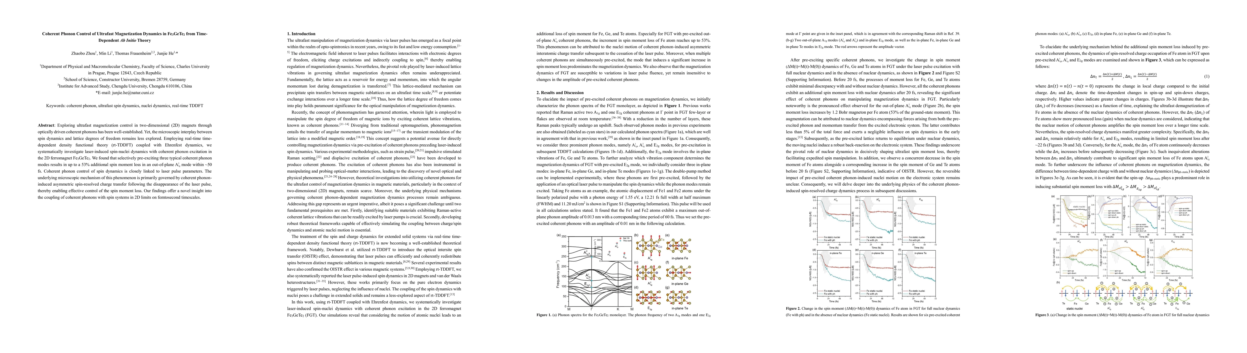 Thumbnail for Coherent Phonon Control of Ultrafast Magnetization Dynamics in
  Fe$_\text{3}$GeTe$_\text{2}$ from Time-Dependent Ab Initio Theory