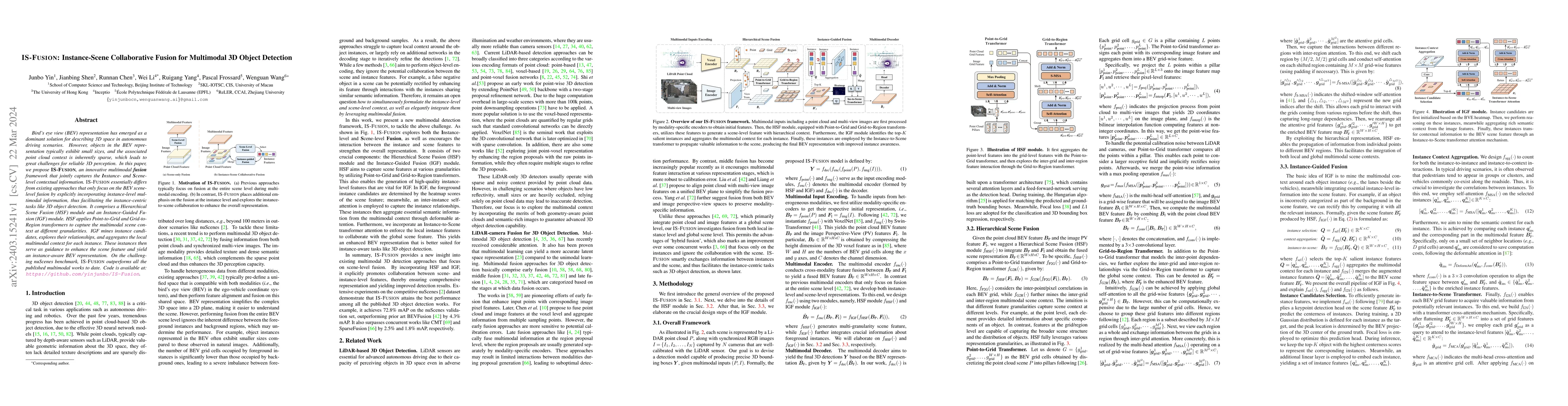Thumbnail for IS-Fusion: Instance-Scene Collaborative Fusion for Multimodal 3D Object
  Detection