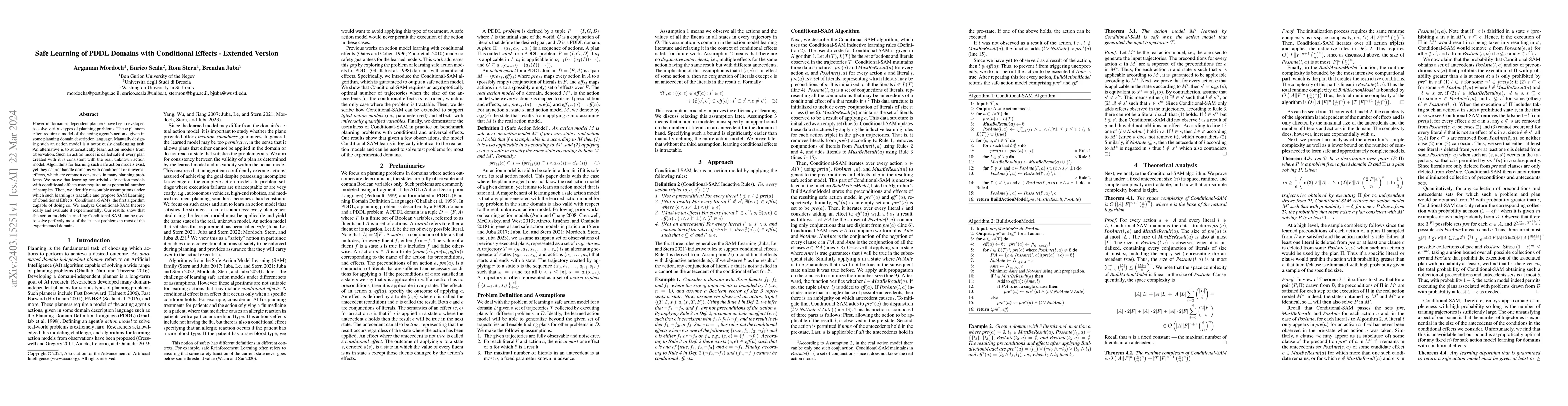 Thumbnail for Safe Learning of PDDL Domains with Conditional Effects -- Extended
  Version