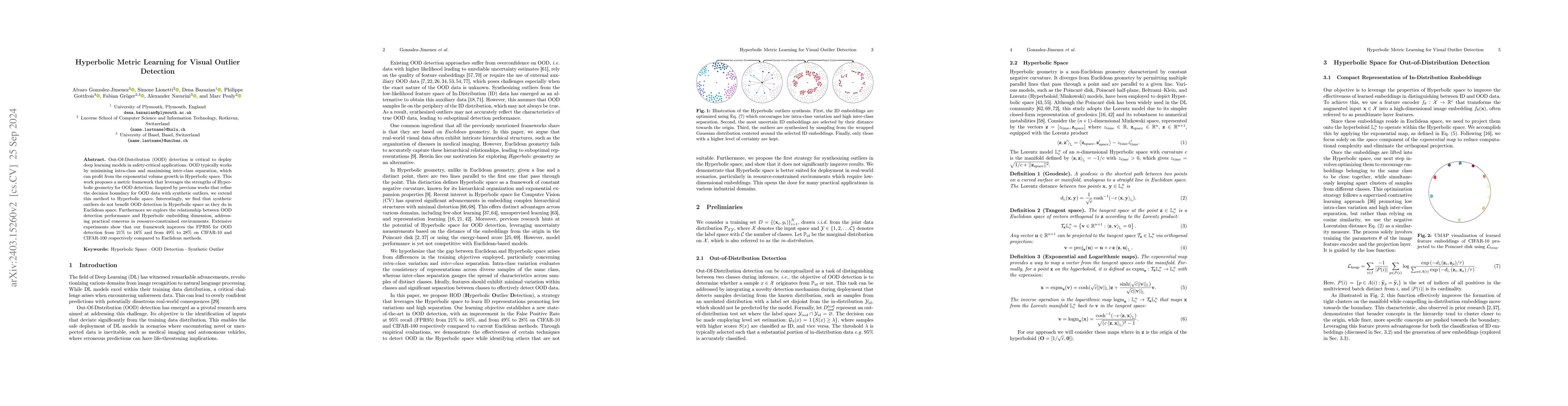 Thumbnail for Hyperbolic Metric Learning for Visual Outlier Detection