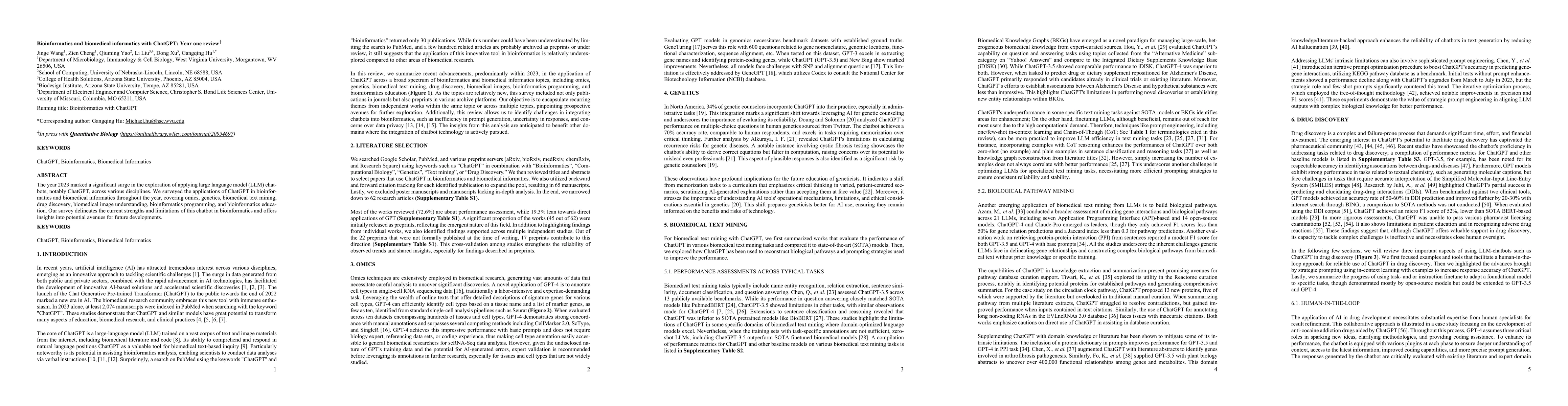 Thumbnail for Bioinformatics and Biomedical Informatics with ChatGPT: Year One Review