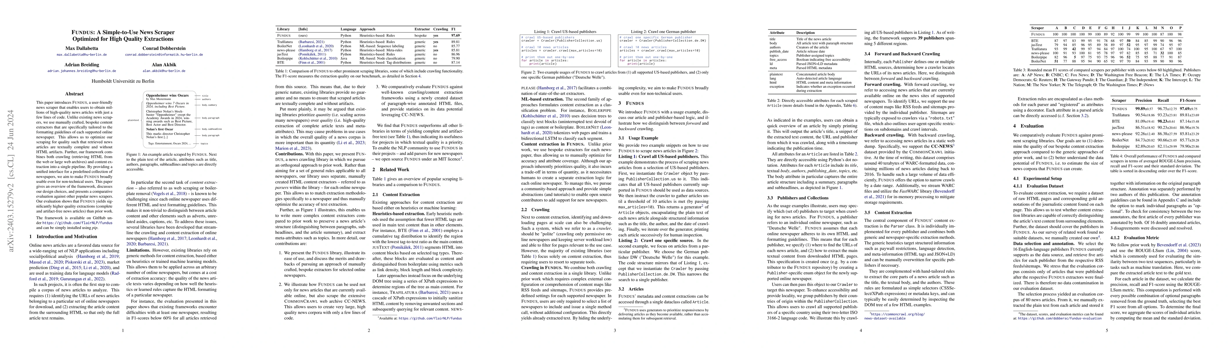 Thumbnail for Fundus: A Simple-to-Use News Scraper Optimized for High Quality
  Extractions