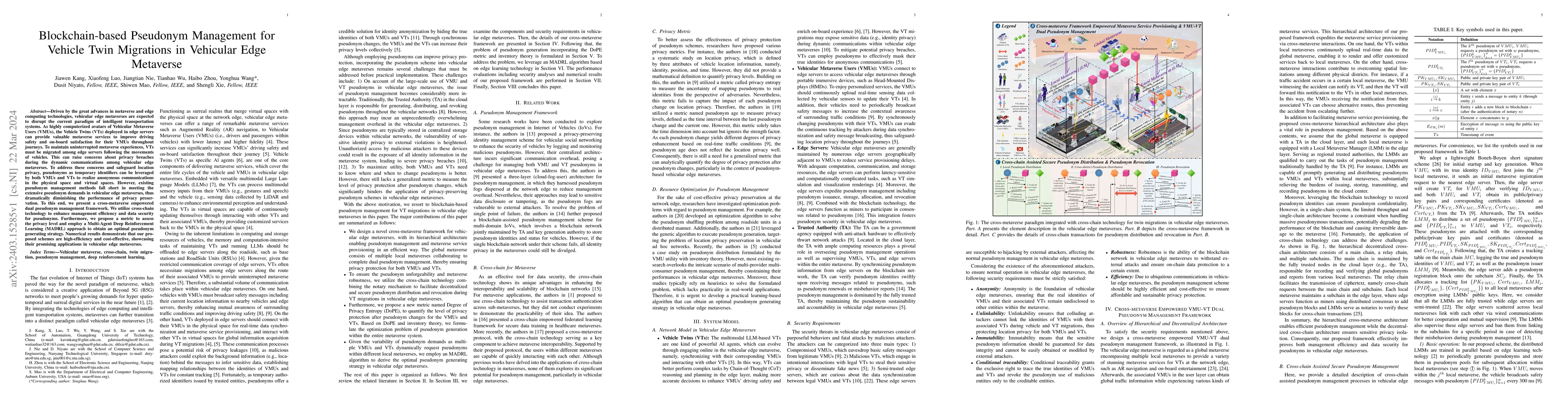 Thumbnail for Blockchain-based Pseudonym Management for Vehicle Twin Migrations in
  Vehicular Edge Metaverse