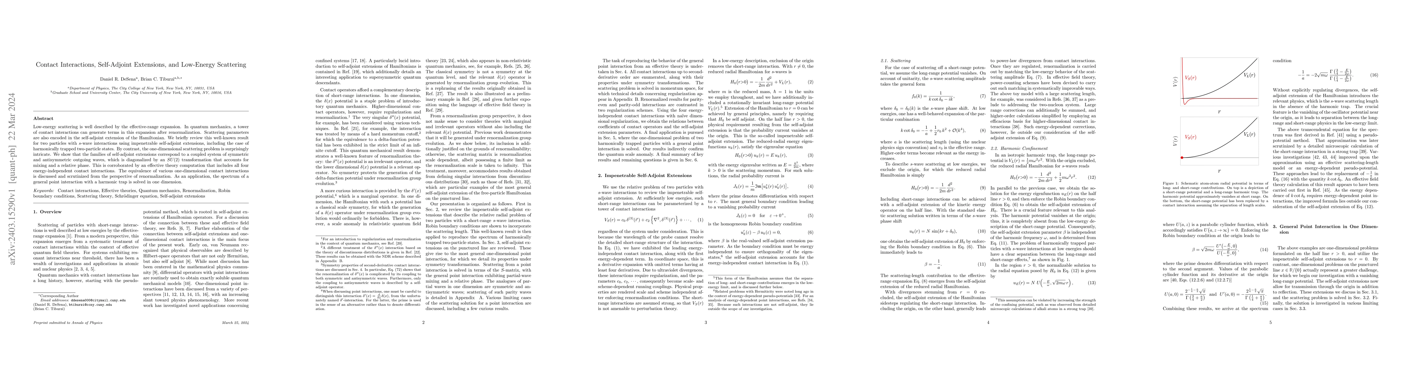 Thumbnail for Contact interactions, self-adjoint extensions, and low-energy scattering