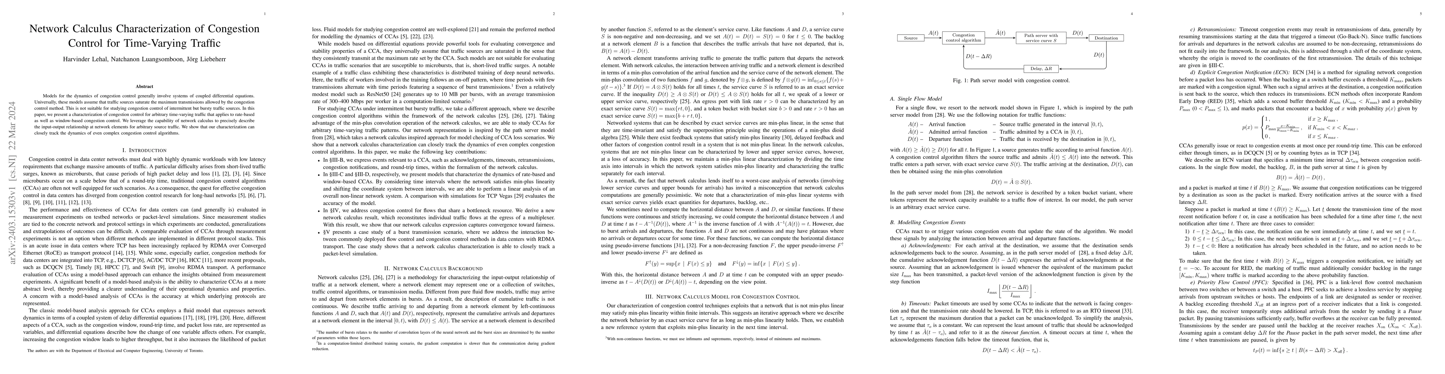Thumbnail for Network Calculus Characterization of Congestion Control for Time-Varying
  Traffic
