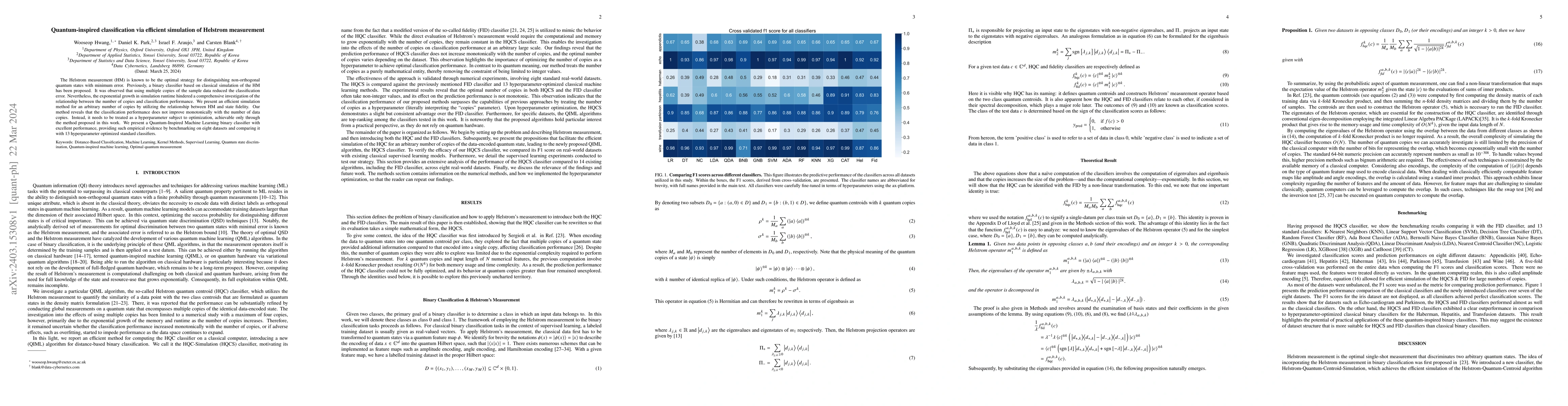 Thumbnail for Quantum-inspired classification via efficient simulation of Helstrom
  measurement