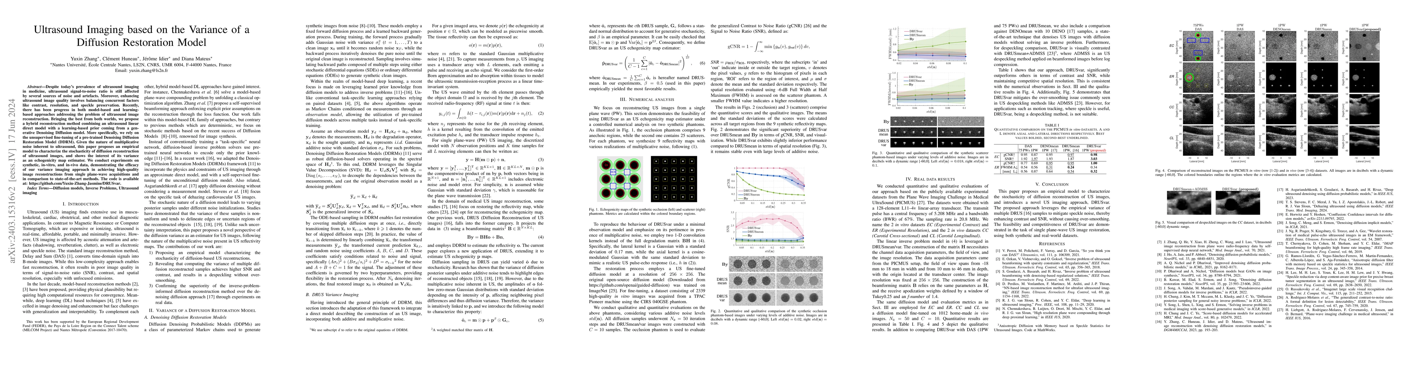 Thumbnail for Ultrasound Imaging based on the Variance of a Diffusion Restoration
  Model