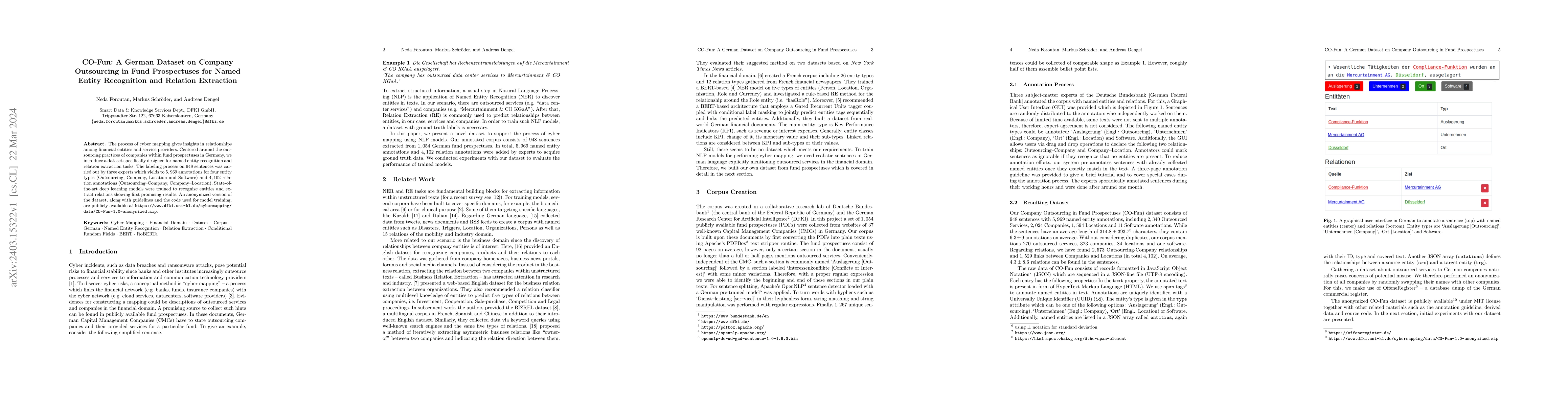 Thumbnail for CO-Fun: A German Dataset on Company Outsourcing in Fund Prospectuses for
  Named Entity Recognition and Relation Extraction