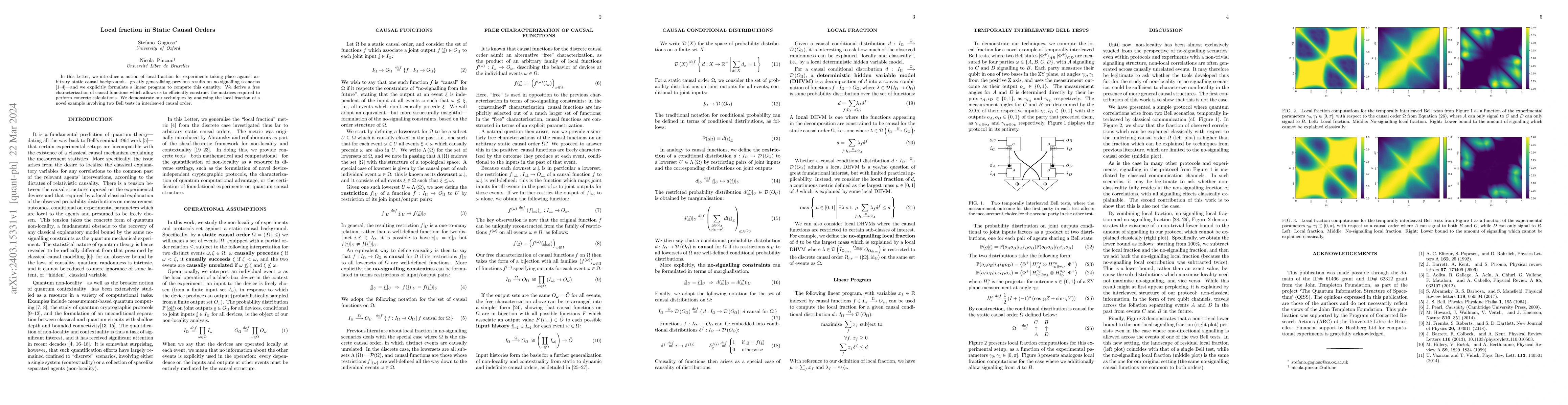Thumbnail for Local fraction in Static Causal Orders