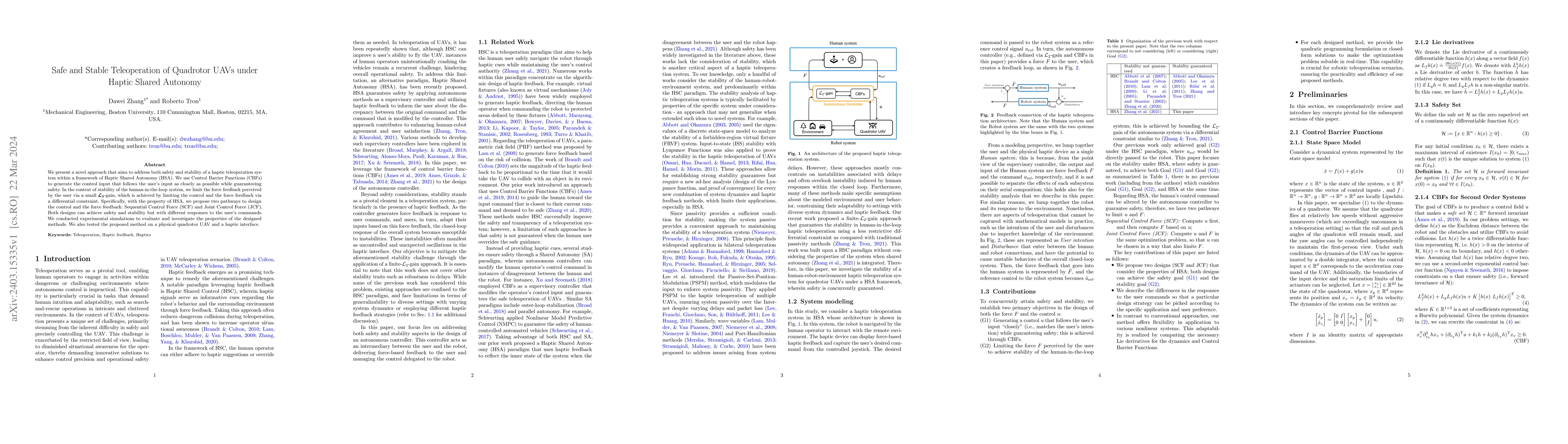 Thumbnail for Safe and Stable Teleoperation of Quadrotor UAVs under Haptic Shared
  Autonomy