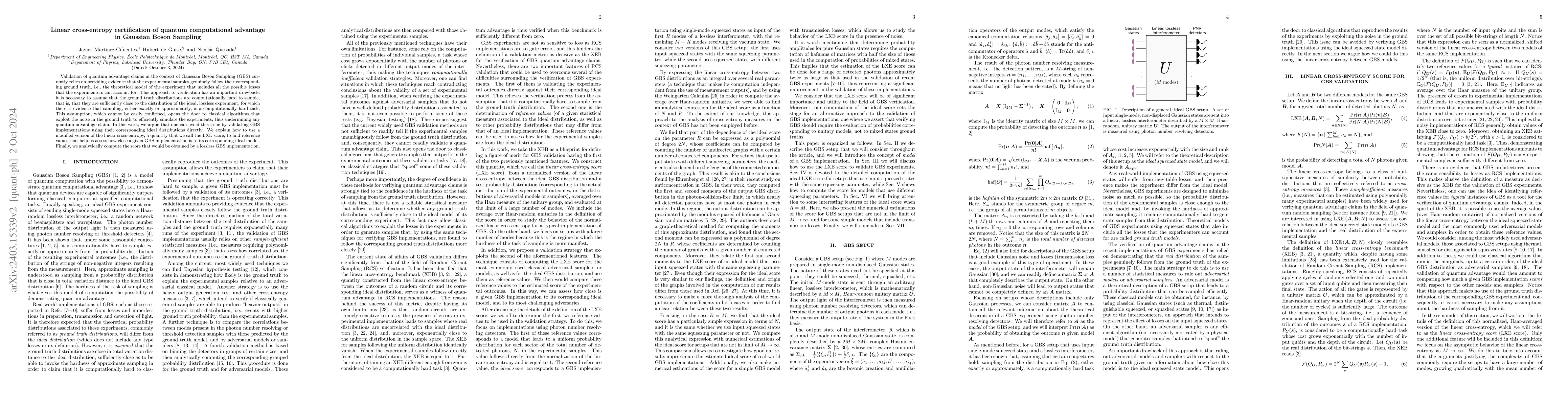 Thumbnail for Linear cross-entropy certification of quantum computational advantage in
  Gaussian Boson Sampling