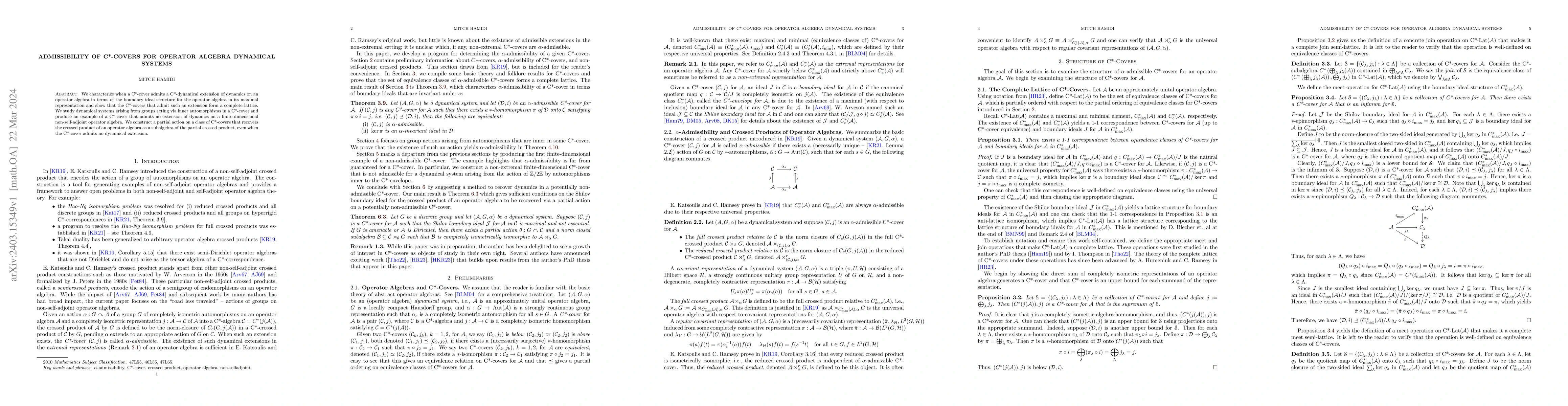 Thumbnail for Admissibility of C*-Covers for Operator Algebra Dynamical Systems