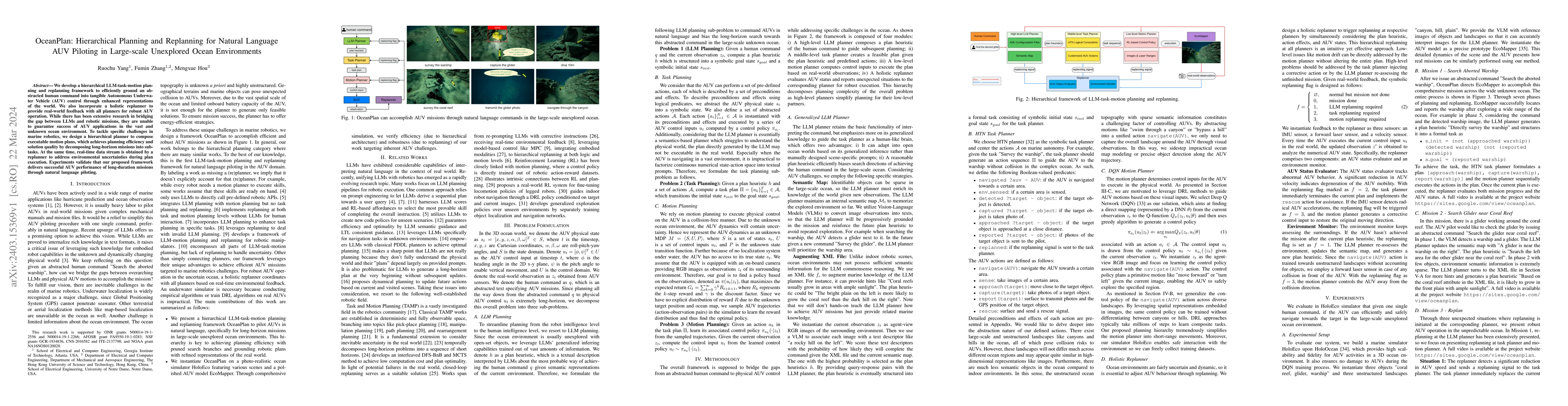 Thumbnail for OceanPlan: Hierarchical Planning and Replanning for Natural Language AUV
  Piloting in Large-scale Unexplored Ocean Environments