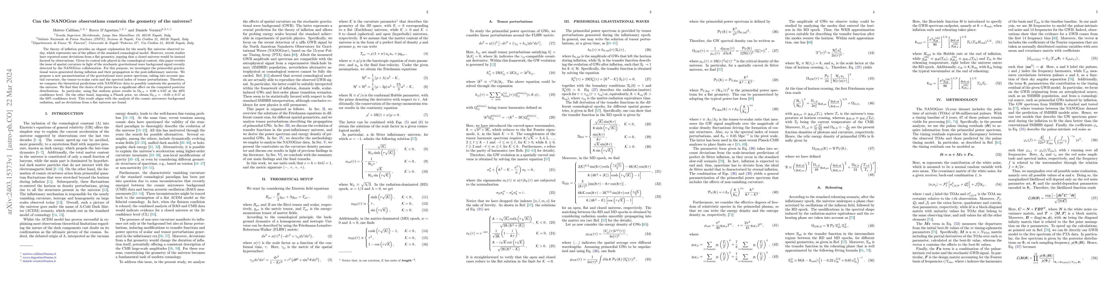 Thumbnail for Can the NANOGrav observations constrain the geometry of the universe?