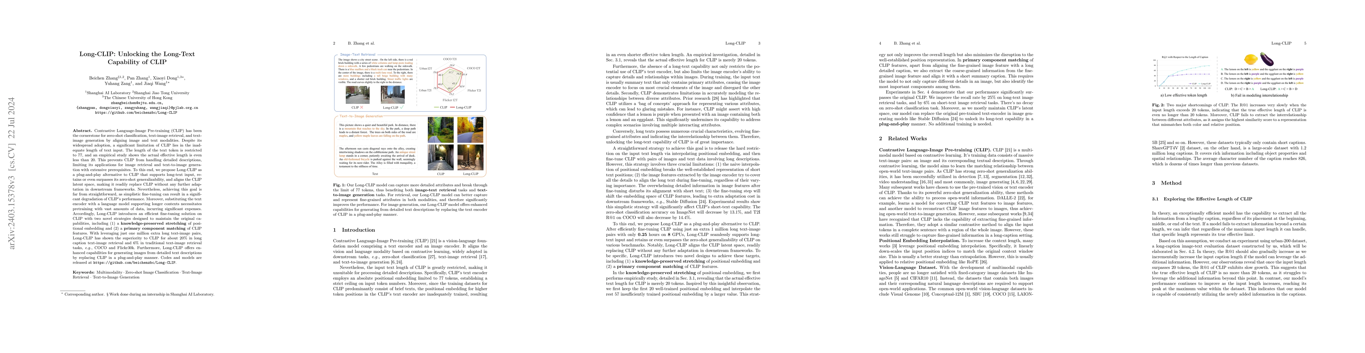 Thumbnail for Long-CLIP: Unlocking the Long-Text Capability of CLIP