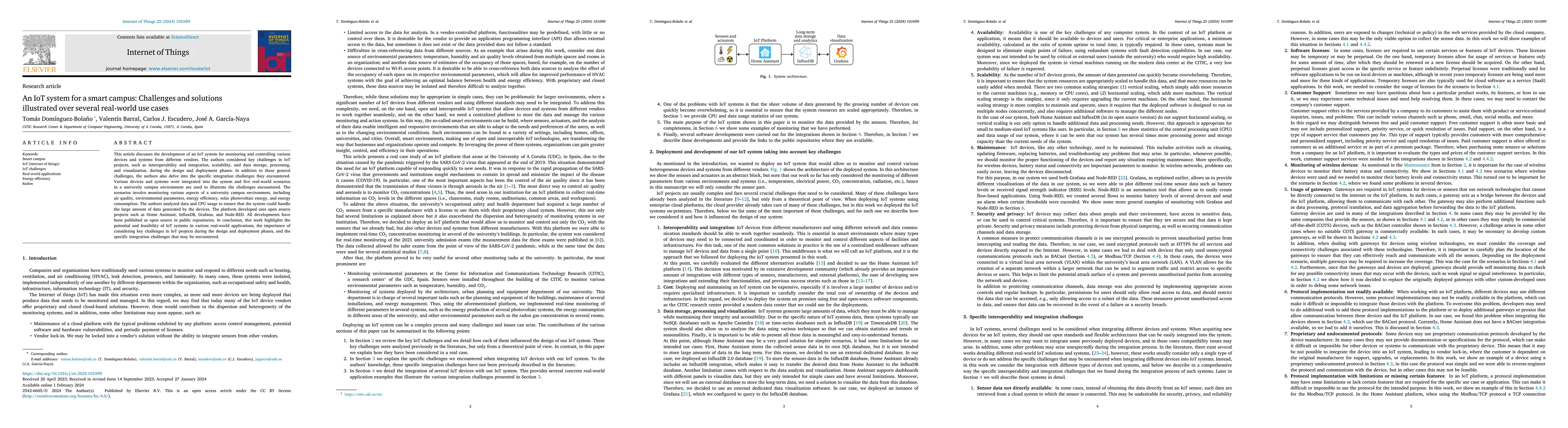 Thumbnail for An IoT system for a smart campus: Challenges and solutions illustrated
  over several real-world use cases