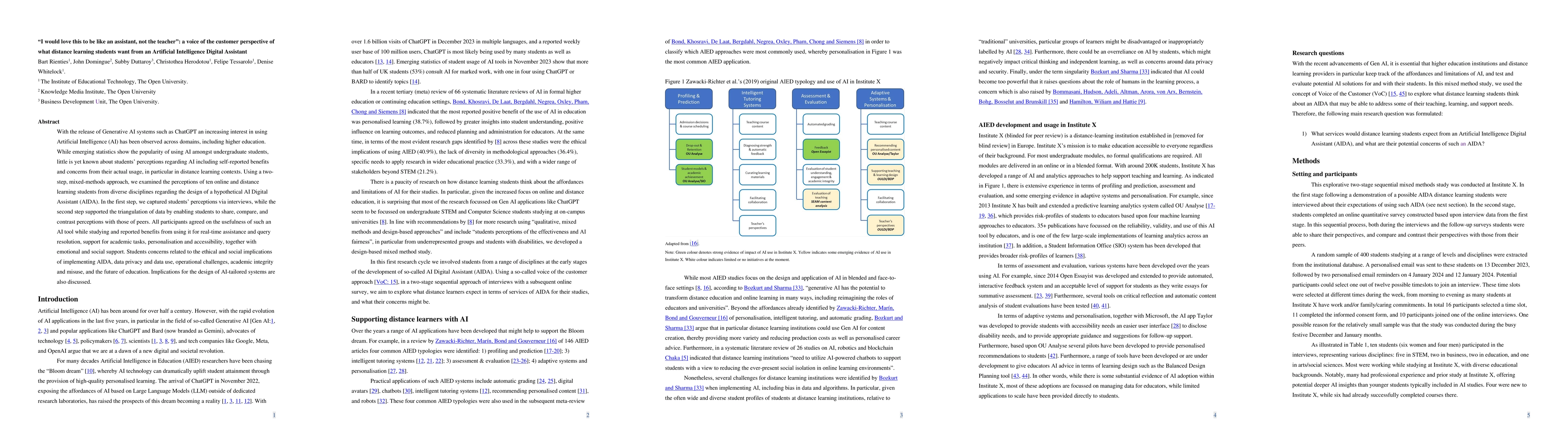 Thumbnail for I would love this to be like an assistant, not the teacher: a voice of
  the customer perspective of what distance learning students want from an
  Artificial Intelligence Digital Assistant