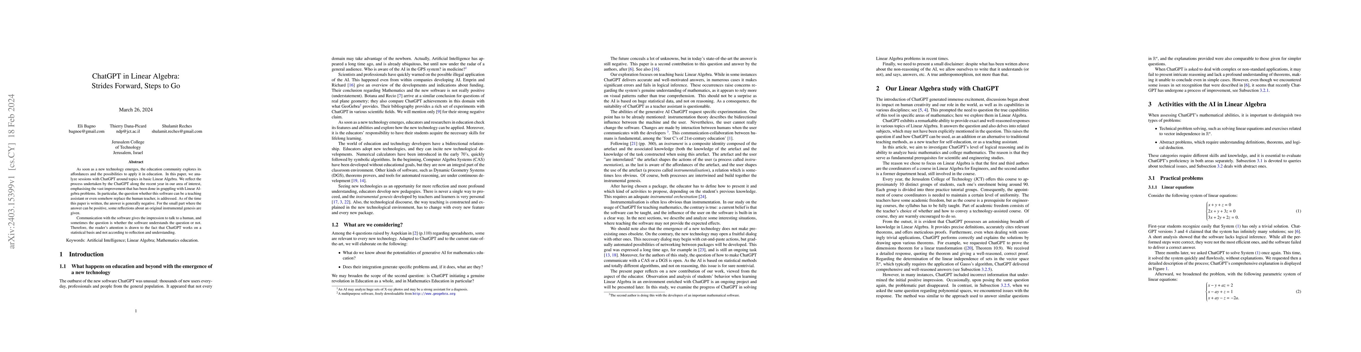 Thumbnail for ChatGPT in Linear Algebra: Strides Forward, Steps to Go