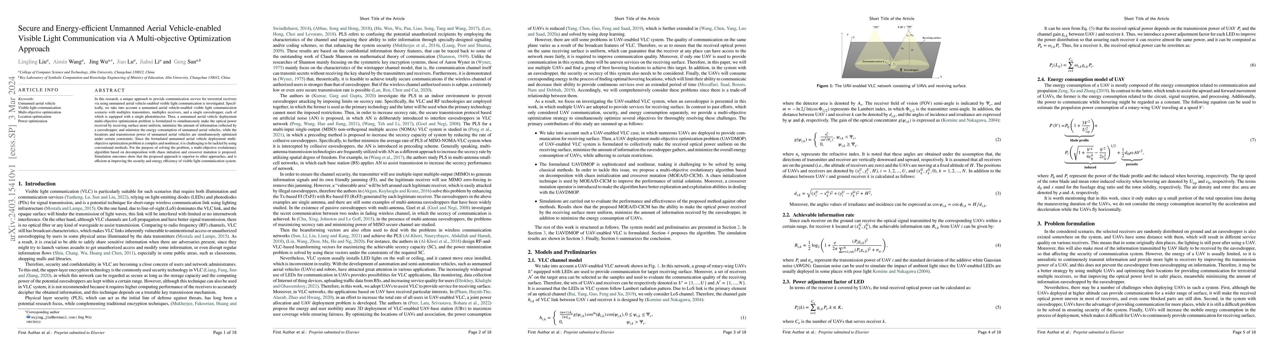 Thumbnail for Secure and Energy-efficient Unmanned Aerial Vehicle-enabled Visible
  Light Communication via A Multi-objective Optimization Approach