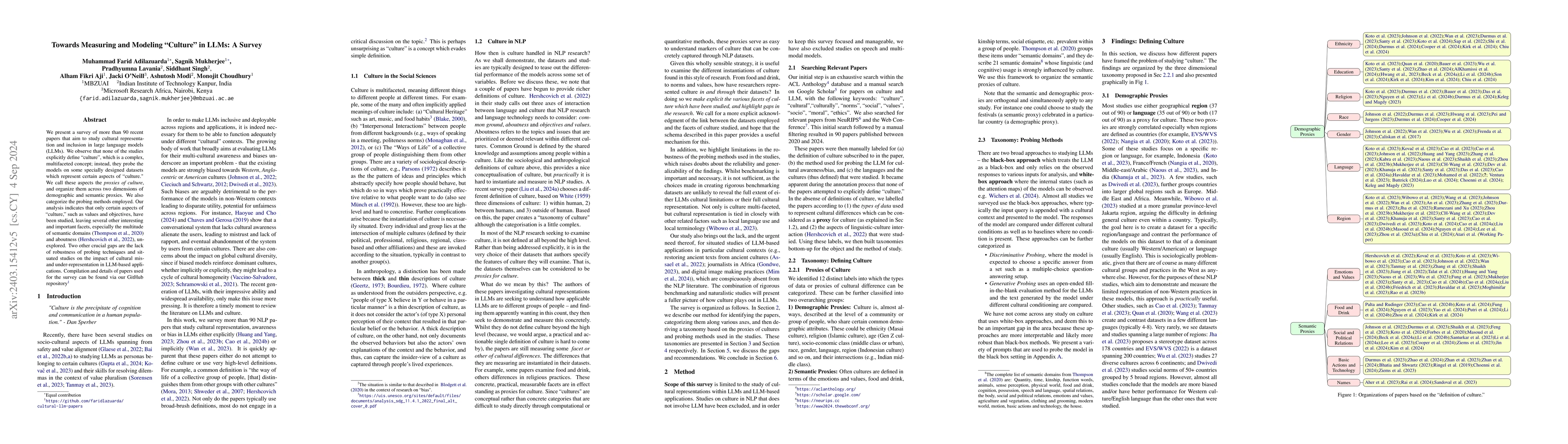 Thumbnail for Towards Measuring and Modeling "Culture" in LLMs: A Survey