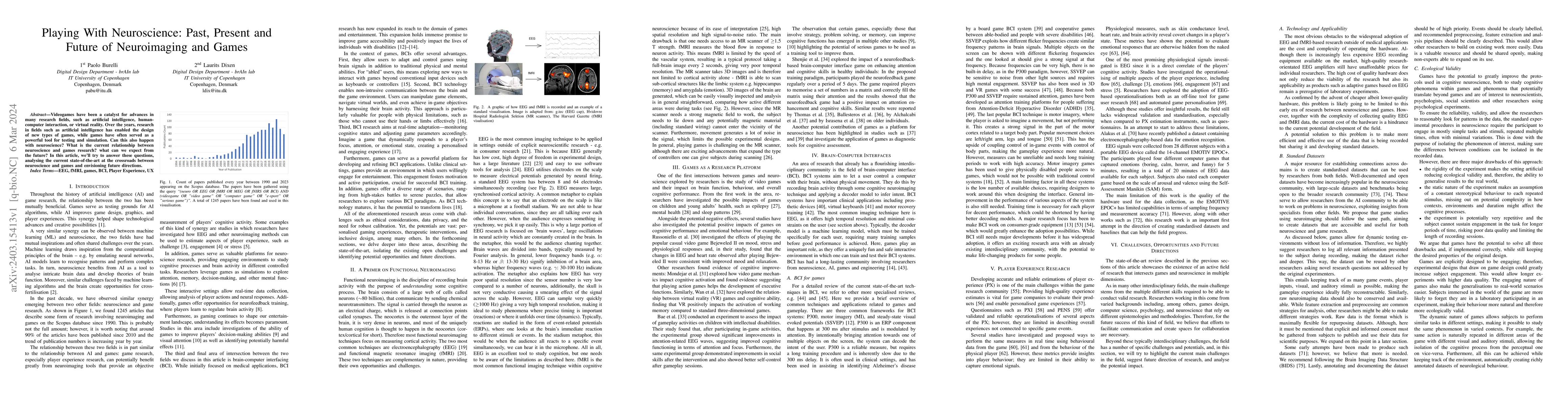 Thumbnail for Playing With Neuroscience: Past, Present and Future of Neuroimaging and
  Games