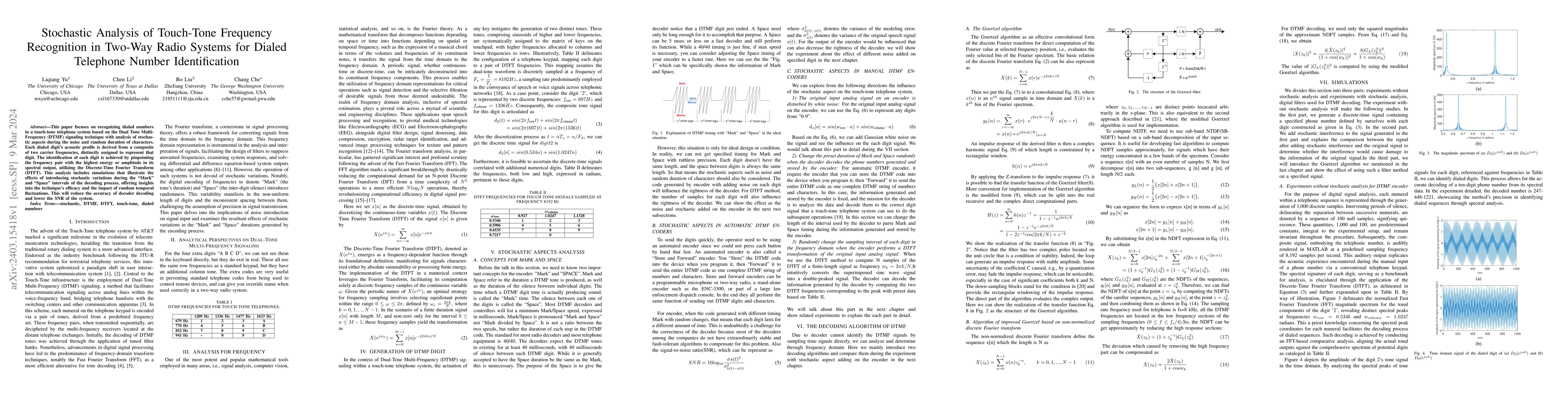 Thumbnail for Stochastic Analysis of Touch-Tone Frequency Recognition in Two-Way Radio
  Systems for Dialed Telephone Number Identification