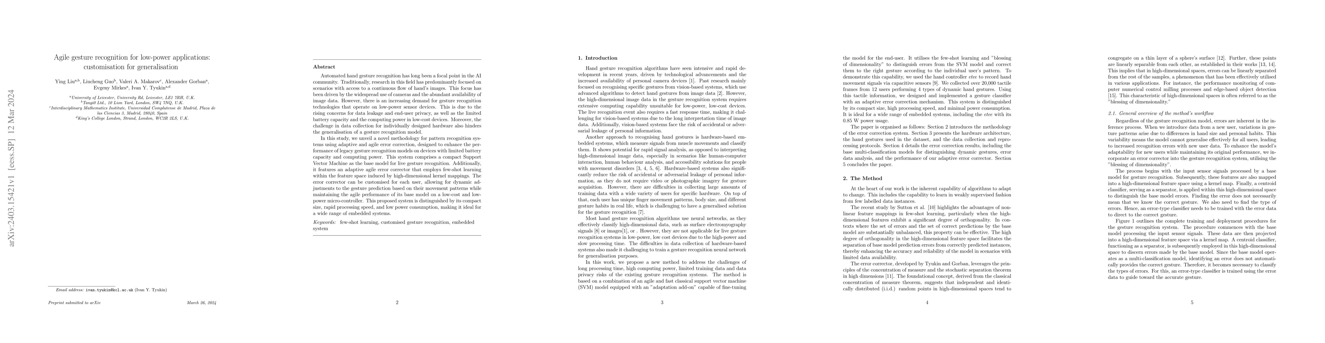 Thumbnail for Agile gesture recognition for low-power applications: customisation for
  generalisation