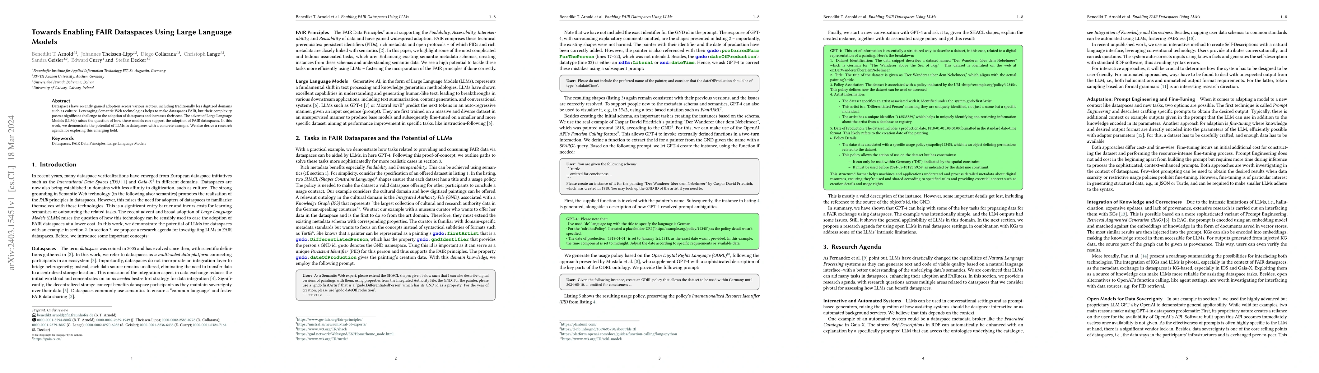 Thumbnail for Towards Enabling FAIR Dataspaces Using Large Language Models