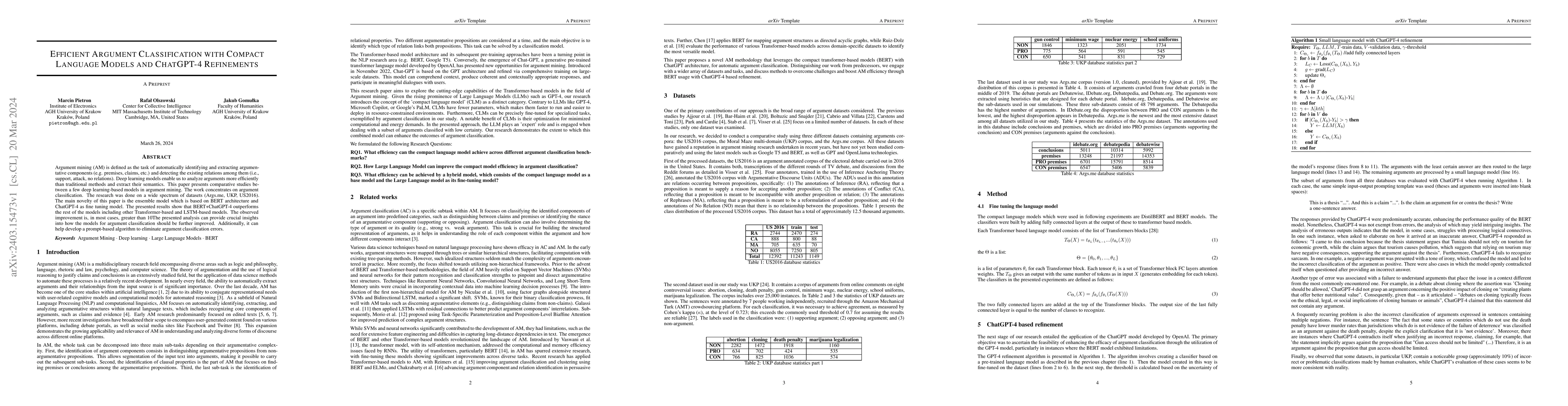 Thumbnail for Efficient argument classification with compact language models and
  ChatGPT-4 refinements