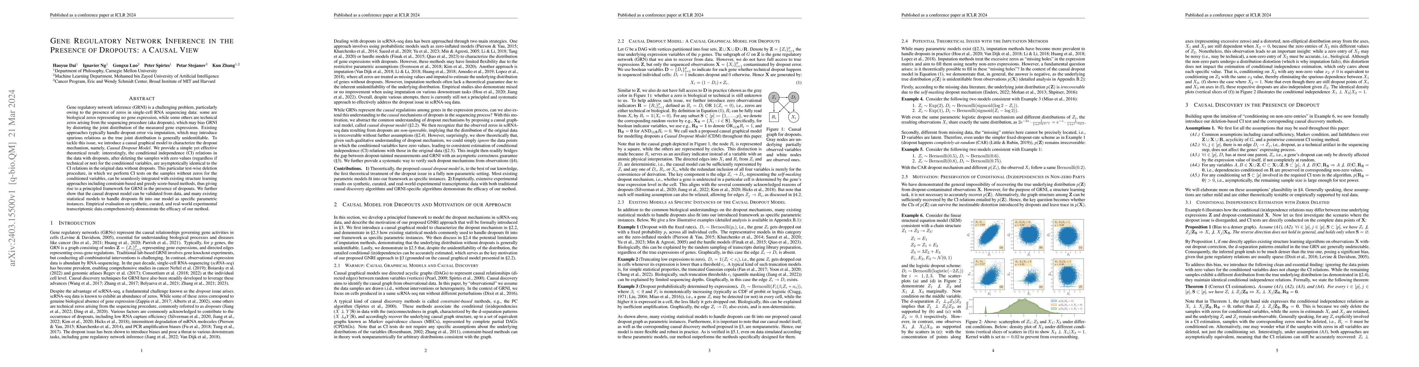 Thumbnail for Gene Regulatory Network Inference in the Presence of Dropouts: a Causal
  View