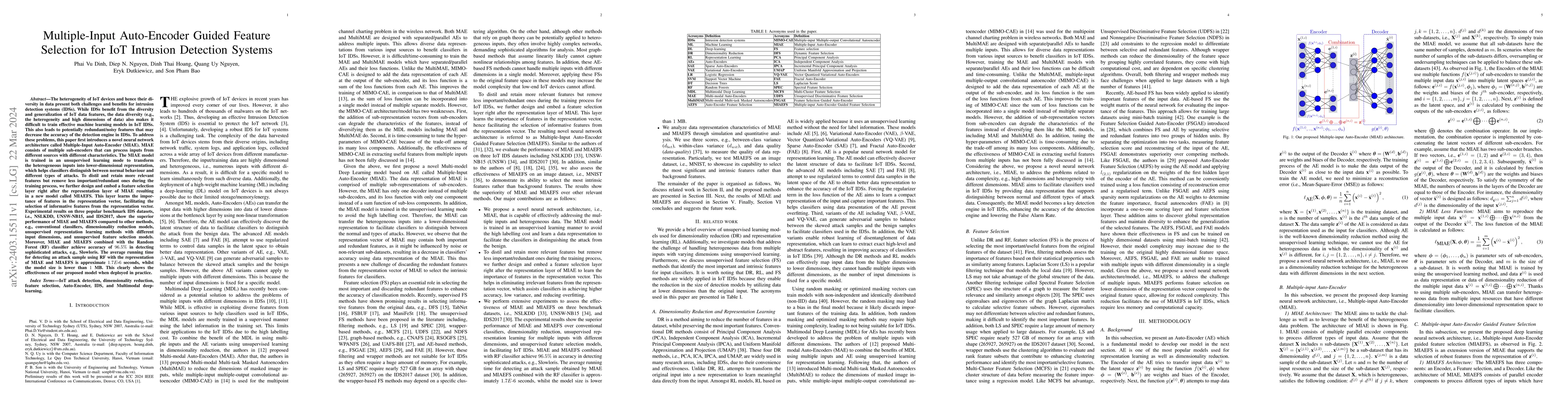 Thumbnail for Multiple-Input Auto-Encoder Guided Feature Selection for IoT Intrusion
  Detection Systems