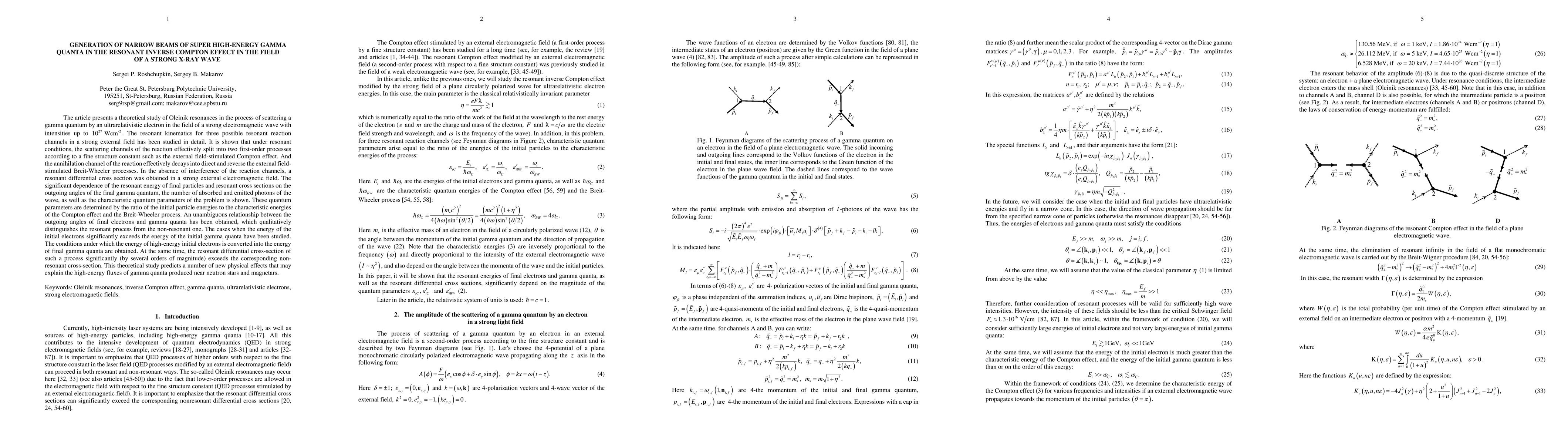 Thumbnail for Generation of narrow beams of super high-energy gamma quanta in the
  resonant inverse Compton-effect in the field of a strong x-ray wave