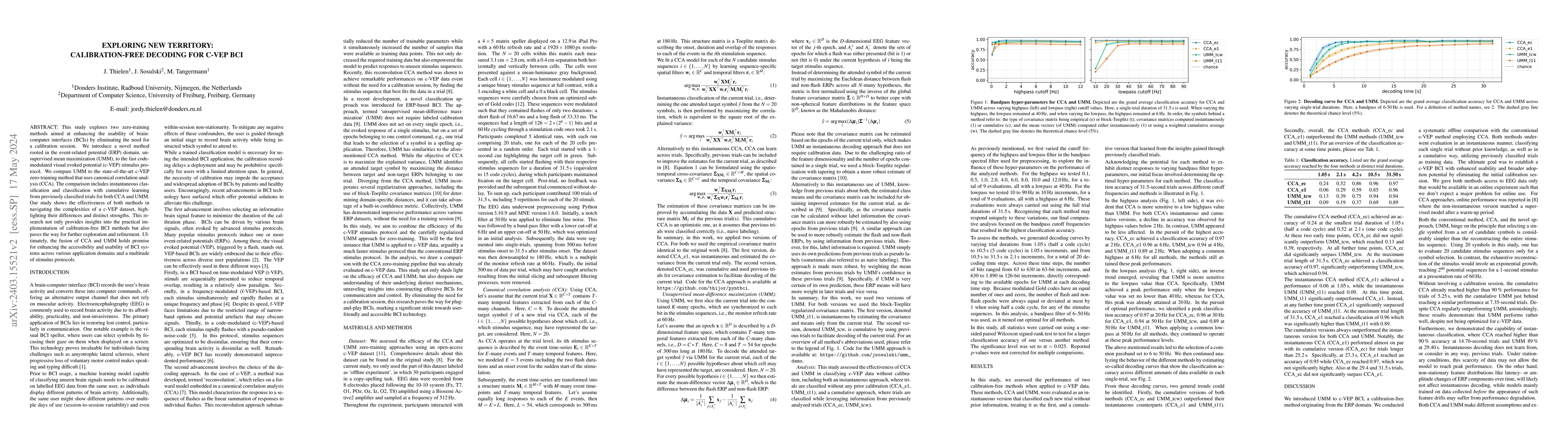 Thumbnail for Exploring new territory: Calibration-free decoding for c-VEP BCI
