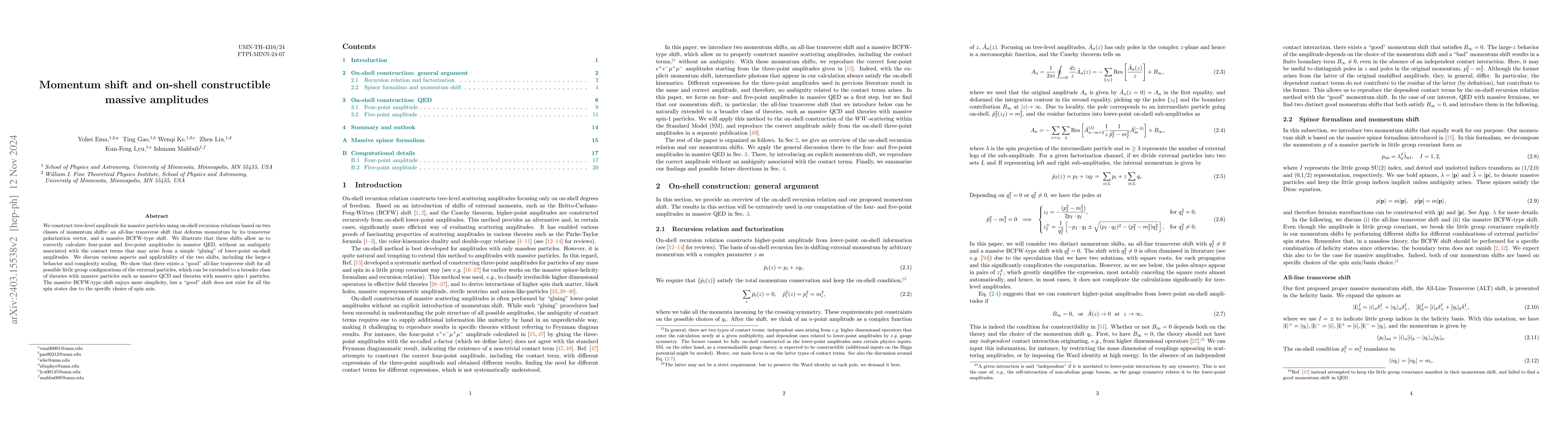 Thumbnail for Momentum shift and on-shell constructible massive amplitudes