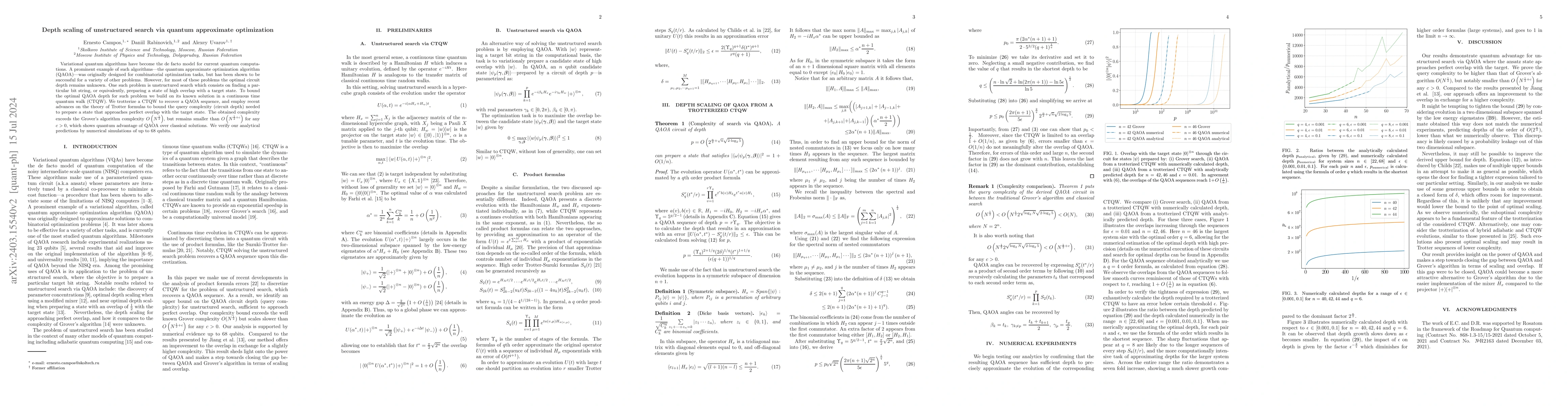 Thumbnail for Depth scaling of unstructured search via quantum approximate
  optimization