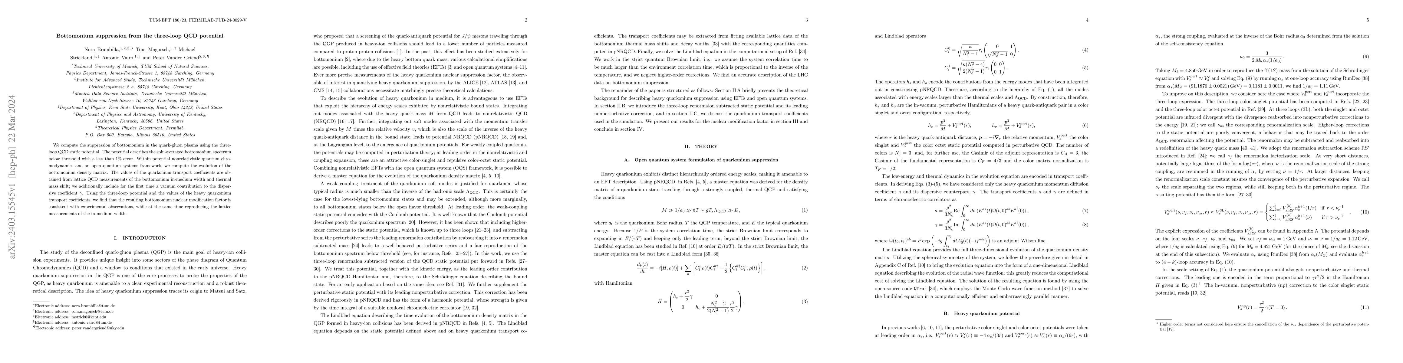 Thumbnail for Bottomonium suppression from the three-loop QCD potential