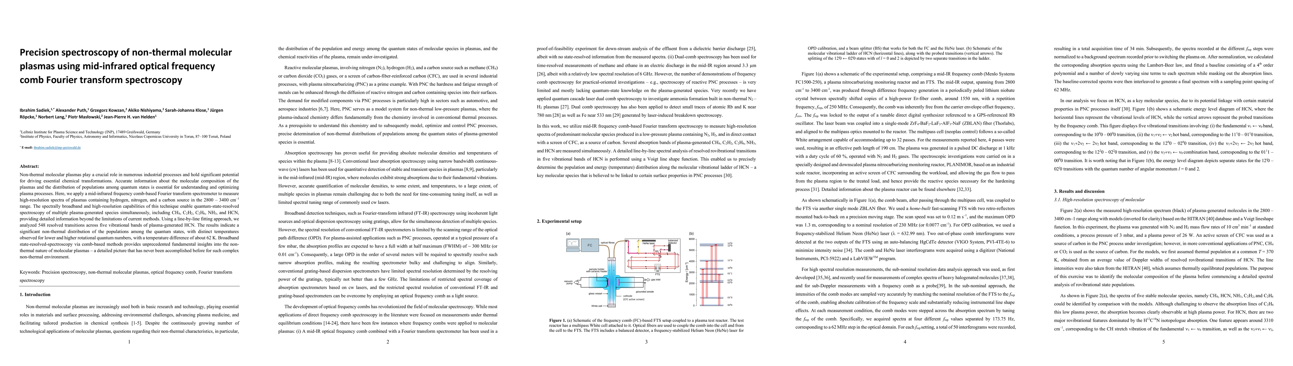 Thumbnail for Precision spectroscopy of non-thermal molecular plasmas using
  mid-infrared optical frequency comb Fourier transform spectroscopy