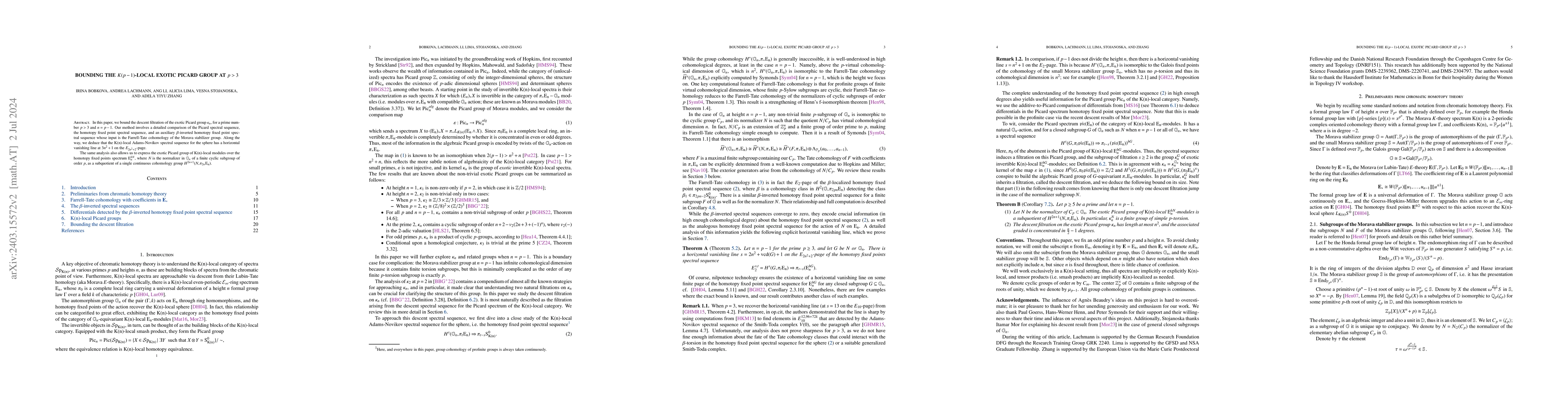 Thumbnail for Bounding the $K(p-1)$-local exotic Picard group at $p>3$