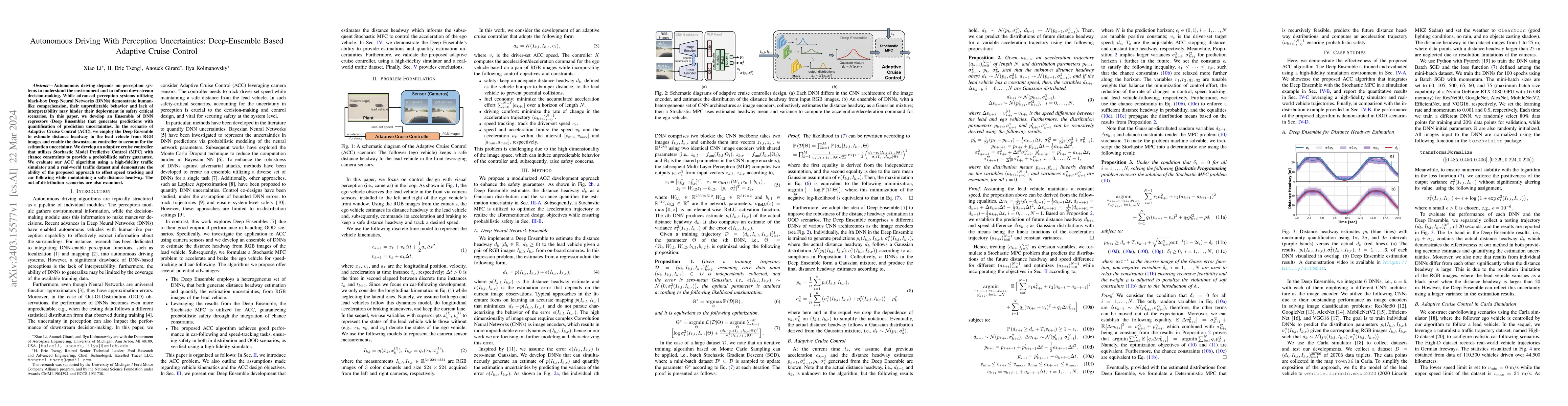 Thumbnail for Autonomous Driving With Perception Uncertainties: Deep-Ensemble Based
  Adaptive Cruise Control