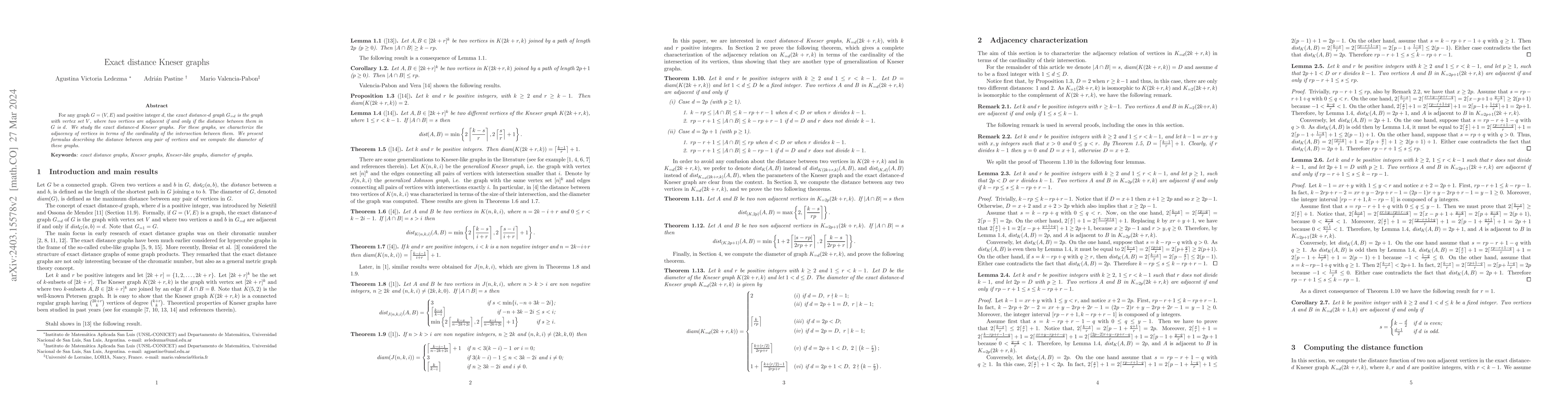 Thumbnail for Exact distance Kneser graphs