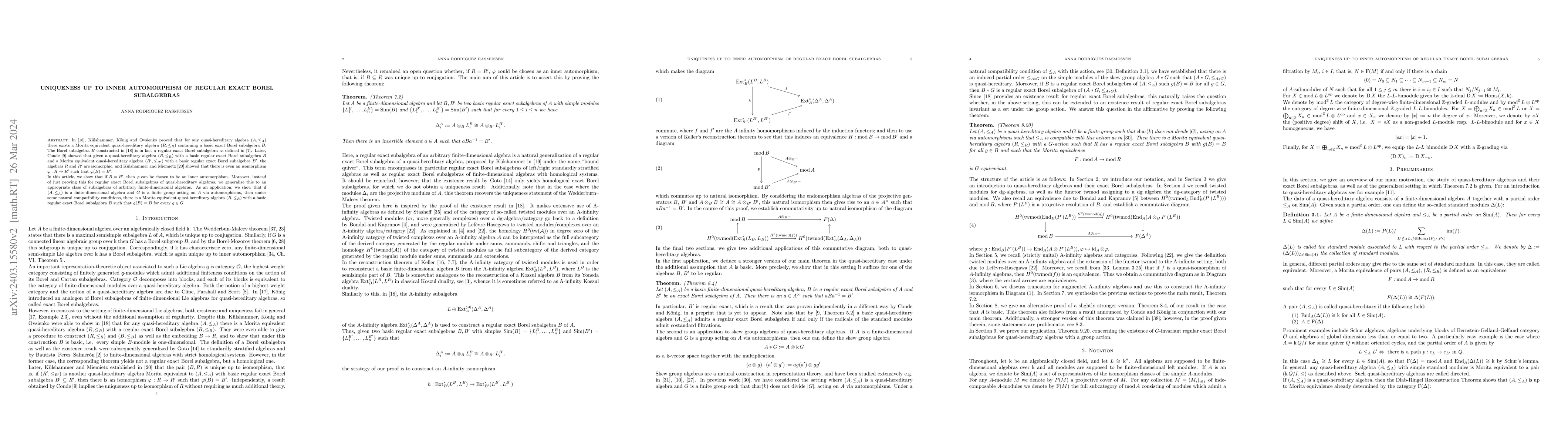 Thumbnail for Uniqueness up to Inner Automorphism of Regular Exact Borel Subalgebras