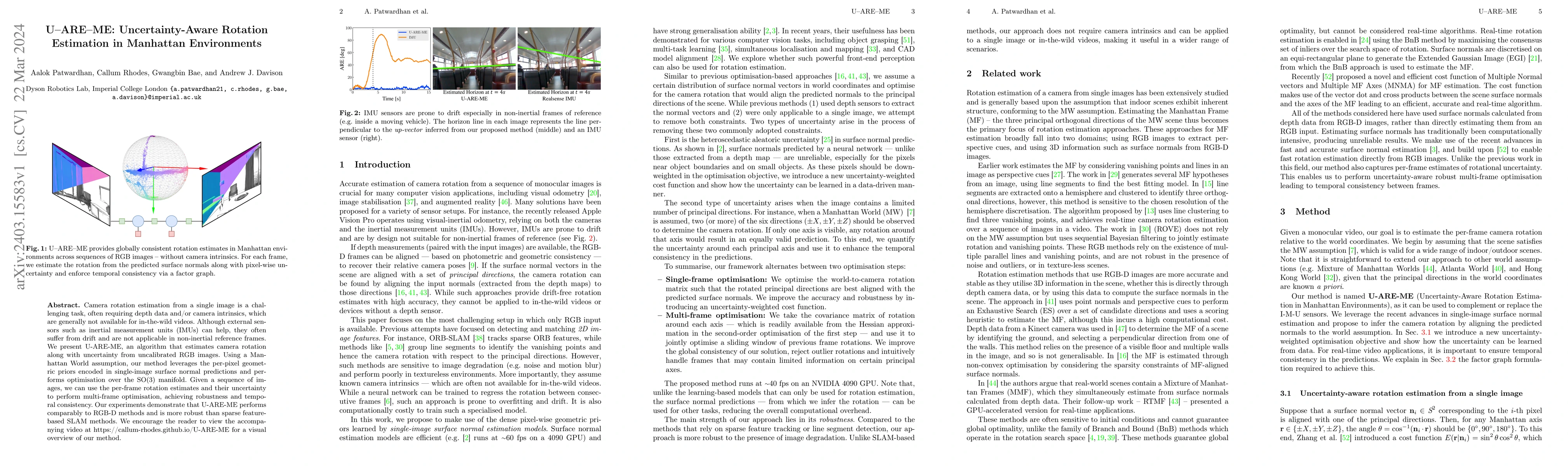Thumbnail for U-ARE-ME: Uncertainty-Aware Rotation Estimation in Manhattan
  Environments