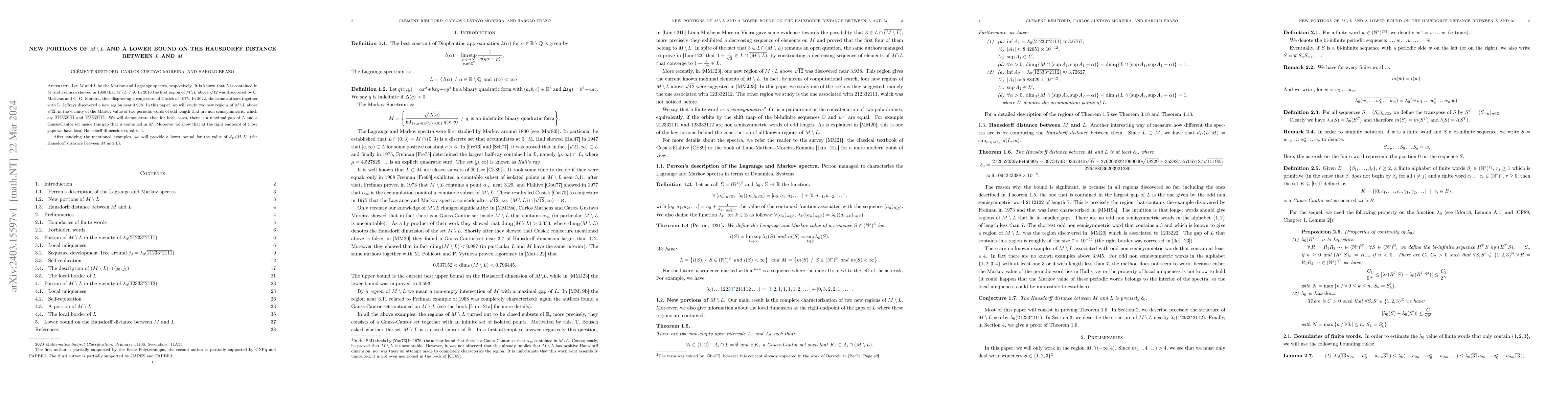 Thumbnail for New portions of $M\setminus L$ and a lower bound on the Hausdorff
  distance between $L$ and $M$