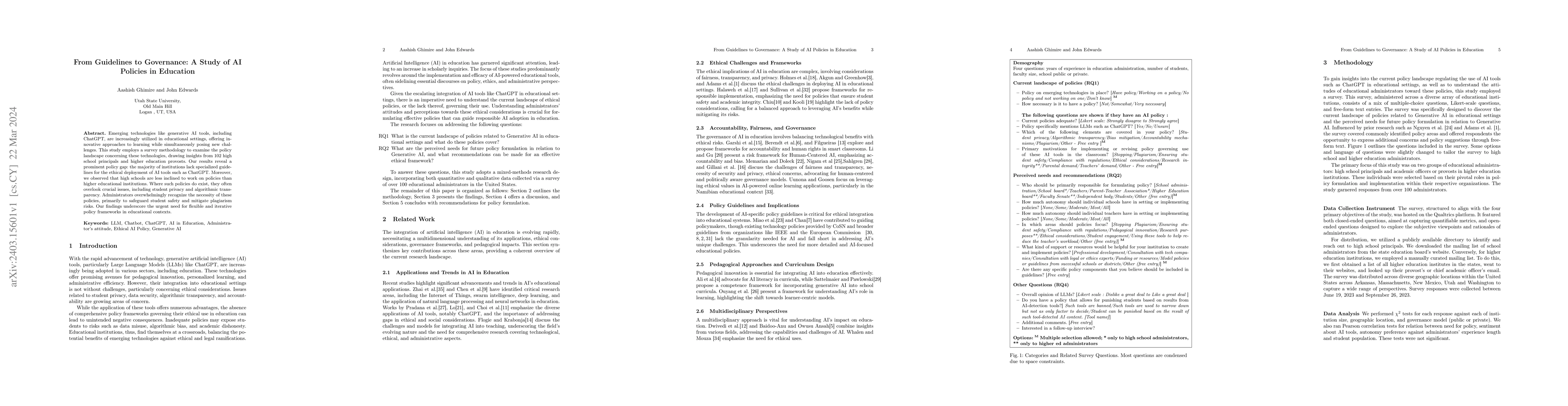 Thumbnail for From Guidelines to Governance: A Study of AI Policies in Education